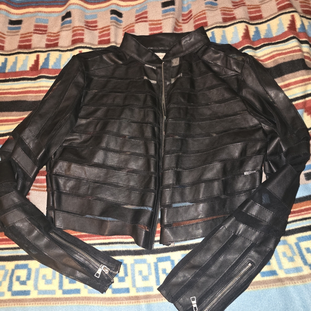 Route 66 Black Striped Leather Jacket